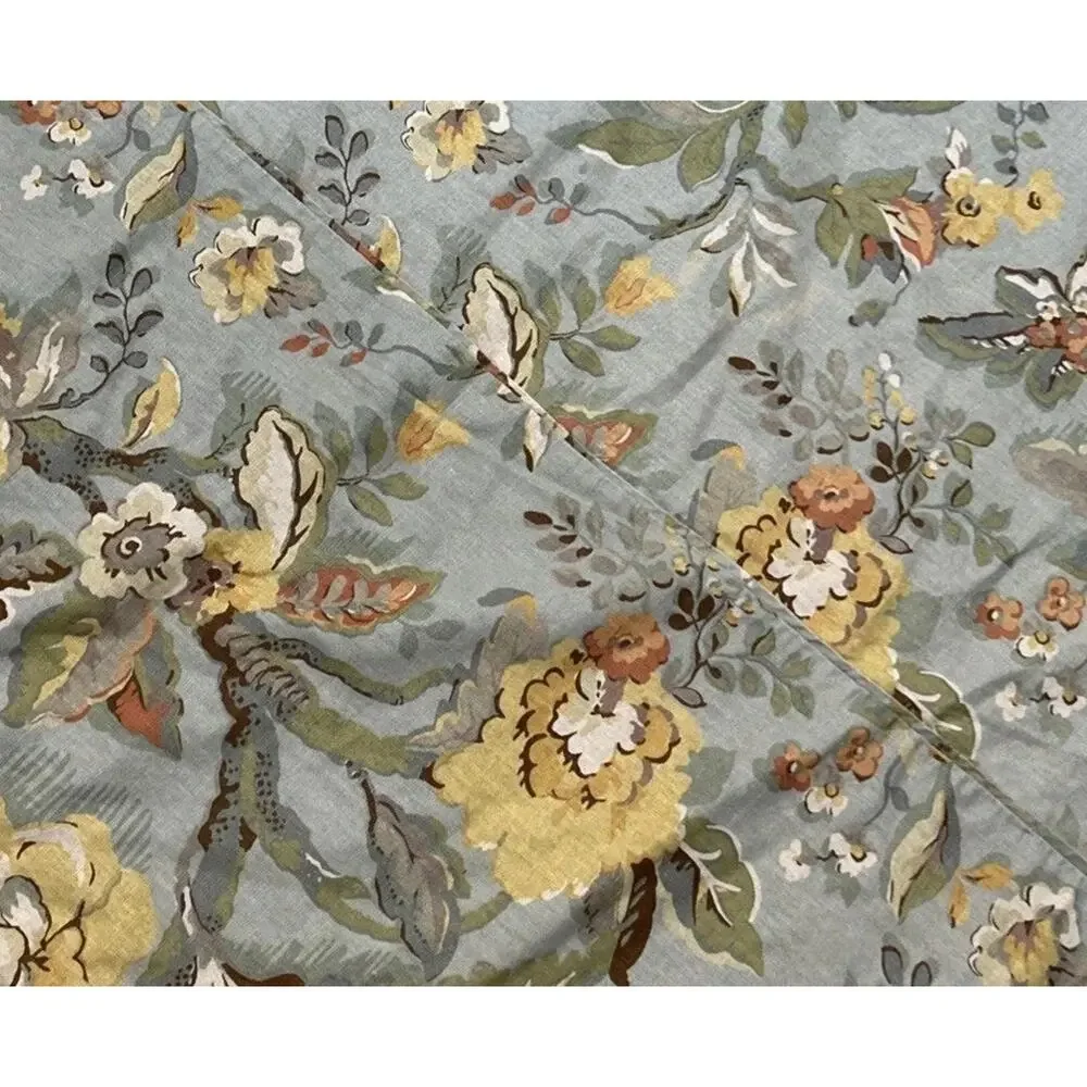 Pottery Barn Vanessa Floral Full Queen Duvet Cover Palampore Cotton Blue Yellow